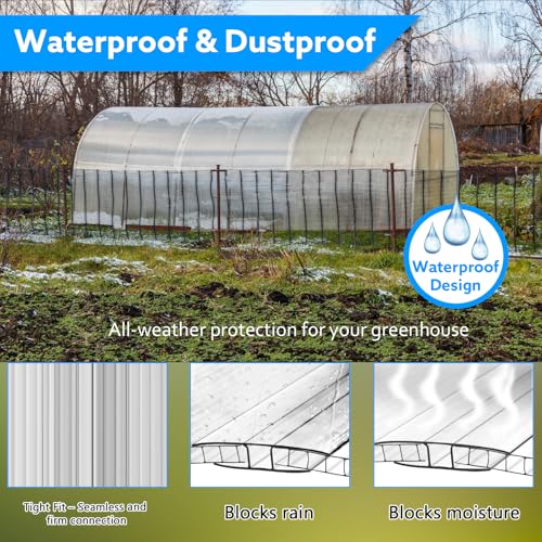 10-Pack 4ft Greenhouse Polycarbonate H-Channel Connectors, Heavy-Duty Twinwall Panel Joiners for 0.24” and 0.32” Panels, Weather Resistant Design, Includes 20 Screws and Work Gloves - size: 4' × 2.16’’ × 0.32’’