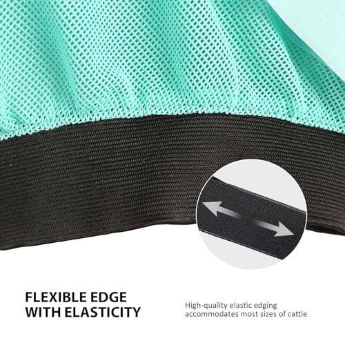 Harrison Howard Cattle Livestock Fly Mask Breathable Mesh Padded Edging with Fun Patterns Large Spacing Forelock Opening Design Adjustable Fit for Cattle Mint - color: Mint