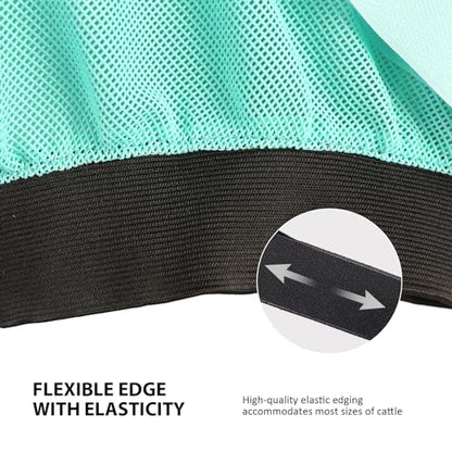 Harrison Howard Cattle Livestock Fly Mask Breathable Mesh Padded Edging with Fun Patterns Large Spacing Forelock Opening Design Adjustable Fit for Cattle Mint - color: Mint