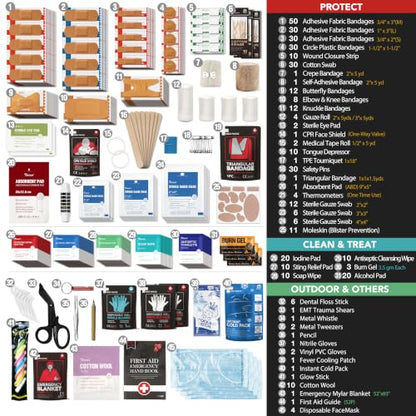 410 PCS First Aid Kit, Double-Sided Reflective, Well-Organized, Waterproof
