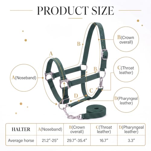 2 Pack Nylon Horse Halter with Reins Adjustable - color: Green