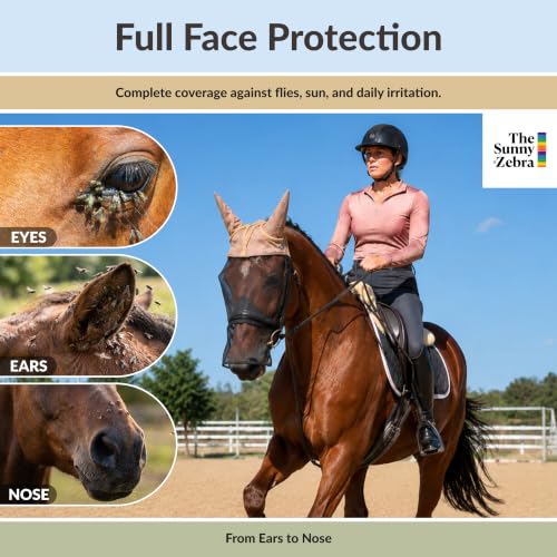 TSZ Fly Free Ride Fly Mask Ears + Nose Cover - UV-Resistant Breathable