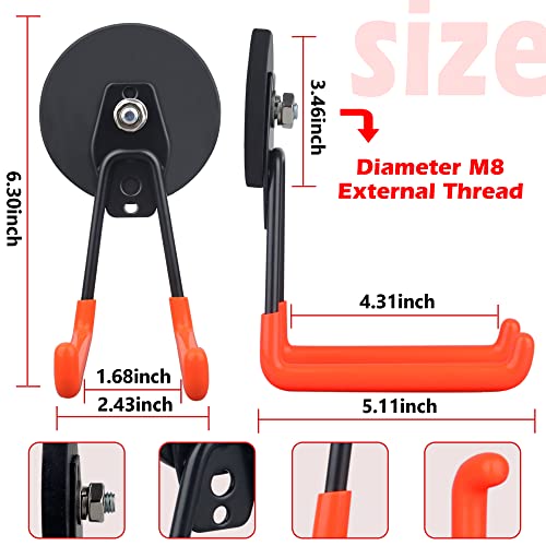 ULIBERMAGNET Magnetic Hooks,Heavy Duty Magnet Hook,Large Manget with Hooks for Hose,Jig Saw,Circular Saw,Workshop Organization,2 Pack Tool Hooks for Hammer Drill,Garden Tool(3.46inch/Orange) - style: 3.46" Large Extra Strong XL Orange 2PC