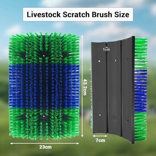 GAOMON Livestock Grooming & Itch Relief Brushes Kit – Durable Handheld Scratching for Horses, Cattle, Goats, Pigs – Stable Cleaning, Back Massage – Blue and Yellow (2 Pieces)