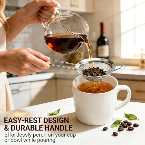 Anaeat Fine Mesh Strainers - Premium Stainless Steel Colander Sieve Sifters, with Durable Mesh and Sturdy Handle, Excellent for Sifting Dry ingredients, Flour, Pastas, Rice, Tea (3.15"） - color: 3.15" Diameter
