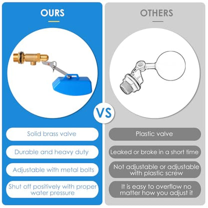 2 Pcs Brass Float Valve 3/4 Inch, Water Tank Float Valve Auto Fill - style: 3/4" Blue
