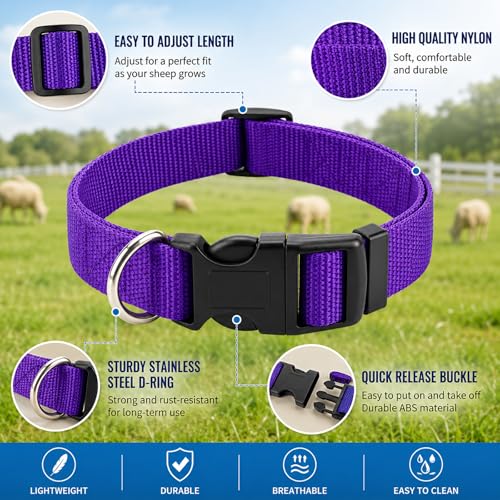 8Pack Goat Collar with Bell, Adjustable Nylon Collars Set
