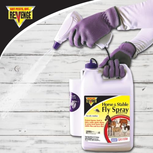 REVENGE Horse & Stable Fly Spray, 128 oz Ready-to-Use with Power Sprayer, Long Lasting Flea and Tick Control - size: 64 oz
