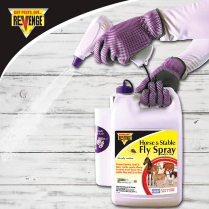 REVENGE Horse & Stable Fly Spray, 128 oz Ready-to-Use with Power Sprayer, Long Lasting Flea and Tick Control - size: 64 oz