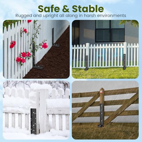 Housolution Fence Post Repair Kit,Separated Fence Post Anchor,4 Pack - size: 4 Pack