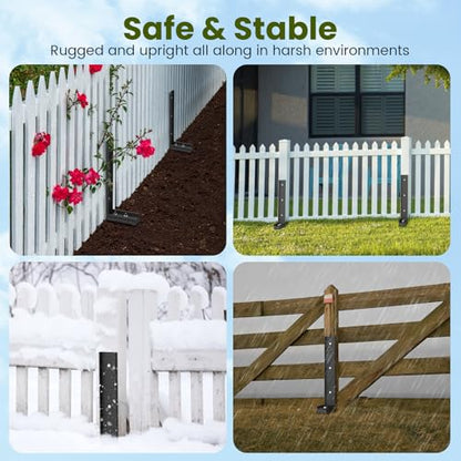 Housolution Fence Post Repair Kit,Separated Fence Post Anchor,4 Pack - size: 4 Pack