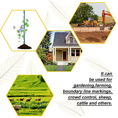 20 Pack 48inch Step-in Electric Fence Posts with Clips for Farm(Green) | 4 Ft Temporary Plastic Fence Stakes for Garden and Livestock Protection, No Dig Easy to Install and Move. - color: Green