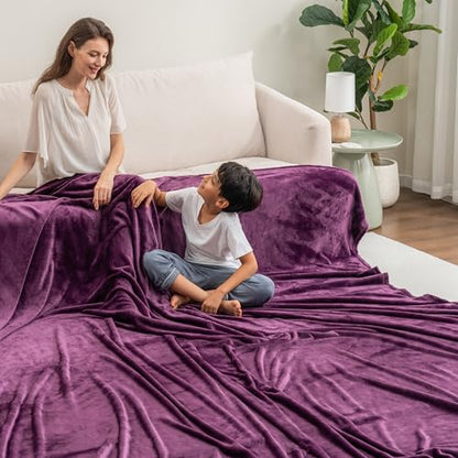 Berkshire Blanket VelvetLoft Big Oversized King Family Blanket, All Season Mid-Weight Ultra Silky and Fuzzy, Seamless Extra Large (Eggplant, 120x120 Inches) - color: Eggplant, size: Oversized King