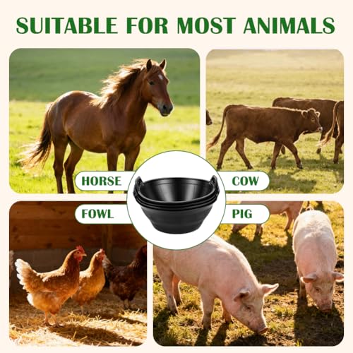 6Pcs Rubber Feed Pan, 3.1 Gallon Horse Feeder Pan, Chicken Dust Bath