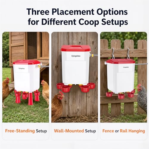 Automatic Chicken Waterer, 2 Gallon with Float Valve, 4 Cups
