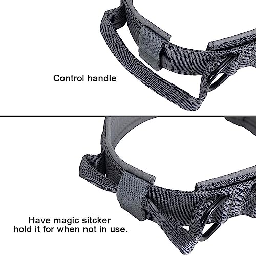 EXCELLENT ELITE SPANKER Tactical Nylon Dog Collar Military Metal Buckle | Adjustable Training Padded Durable Dog Collar Heavy Duty with Control Handle & Patches for Medium and Large Dogs Easy Wear - color: Grey, size: M-(14''-18")