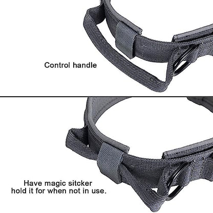 EXCELLENT ELITE SPANKER Tactical Nylon Dog Collar Military Metal Buckle | Adjustable Training Padded Durable Dog Collar Heavy Duty with Control Handle & Patches for Medium and Large Dogs Easy Wear - color: Grey, size: M-(14''-18")