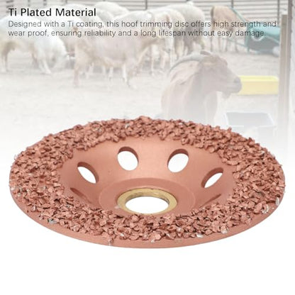 Hoof Trimming Disc, 3.94in HL Q7DMP Ti Plated Hoof Trimming Tool Hoof Trimming Grinding Wheel, Hooves Repair Tool Replacement Disc for Goats, Horses, Sheep, Pigs, Cattle