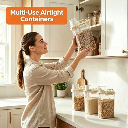 2 Lbs Small Cat Dog Food Storage Container for Bird Seed, Pet Food, 2 Pack - color: Two Beige