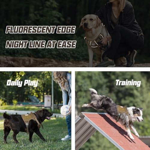 Auroth Tactical Dog Harness for Large Dogs No Pull Adjustable Pet Harness Reflective K9 Working Training Easy Control Pet Vest Military Service Dog Harnesses Army Yellow L | Easy Control with handle, Adjustable, Reflective, Military K9, for German Shepher