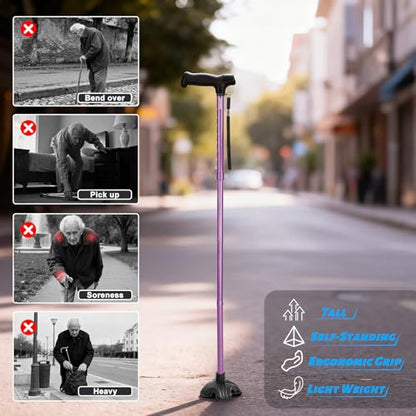 Tall Women's Walking Cane,1.43 lb, 15.75" Folded,Over 5'9",Purple - color: Plus Lengthened Purple Cane(35.43-42.52in)