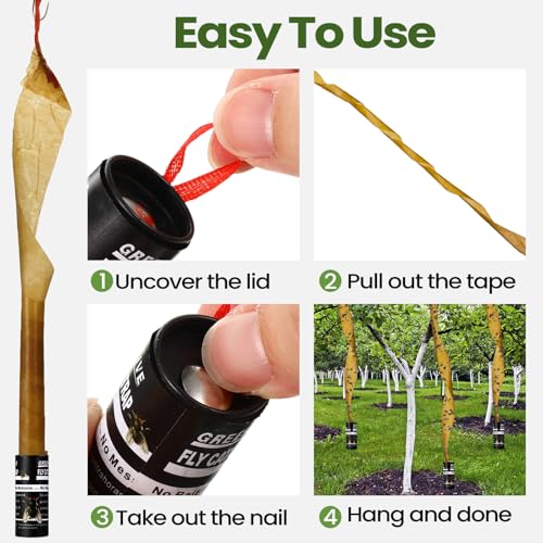 Qualirey 80 Pack Fly Strips Sticky Fly Trap Indoor Outdoor Hanging Ribbon Tape Paper Flying Insect Trap Gnat Killer Traps Catcher for Fruit Flies, Bug, Insect, Pest (Black) - color: Black