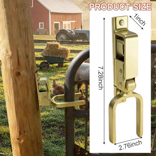 1PCS Instant Locking Gate Latch, Heavy-Duty One-Hand Gate Latch for Farm, Ranch & Backyard | Automatic Spring Lock, Rust-Resistant Steel, Easy Install on Wood, Metal & Pipe Gates