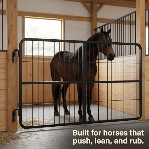 Welded Horse Stall Door, 48 x 24in Stall Guards for Horses with Two-Way Opening, Heavy Duty 0.8in Stall Gate, Stronger Horse Stall Guard Ideal for Standard Barn Doorways and Equestrian Properties