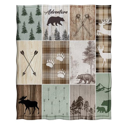 Jekeno Bear Gifts Blanket Rustic Wildlife Throw Blanket - color: Bear1, size: 50"x60"