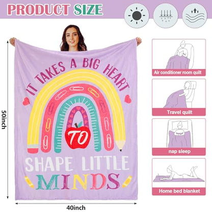 VitalCozy 4 Pack Teacher Throw Blankets Soft Fleece Couch Blankets Back to School Teacher Appreciation Gift for Teachers Educators Tutors Office Decor, 40''x50'' - style: Teacher