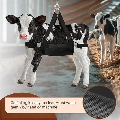 Calf Sling for Weighing 30"x25" up to 400 LB - Heavy-Duty 1800D Livestock Weighing Sling for Newborn Calf, Lamb, Goat, Alpaca, Pig, Dog - Hoof Trimming, Hanging Scale & Recovery Support (Large)