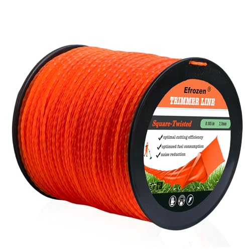 Weed Eater String, Orange Square Twisted Trimmer Line, 0.105-Inch Diameter Premium Commercial Weed Wacker String Spool Replacement (1263-Feet, 5lbs) - size: 1263FT x .105 in