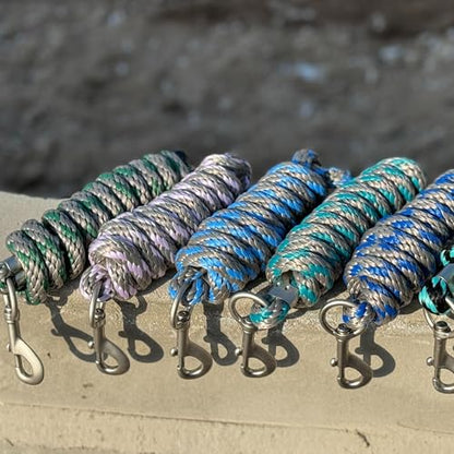 Horse Poly Lead Rope with Heavy Duty Bolt Snap, Braided Rope for Horse and Livestock (Royal Blue/Silver) - color: Royal Blue/Silver