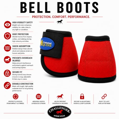 Horse Large Ballistic Overreach No-Turn Bell Boots Red 4109RD-L