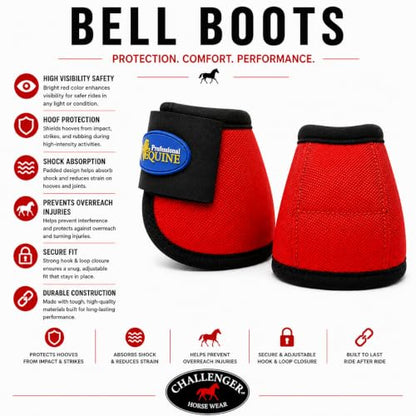Horse Large Ballistic Overreach No-Turn Bell Boots Red 4109RD-L