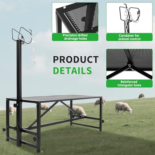 ECOTRIC 51"x23" Livestock Stand for Goats Milking, Trimming, Showering,