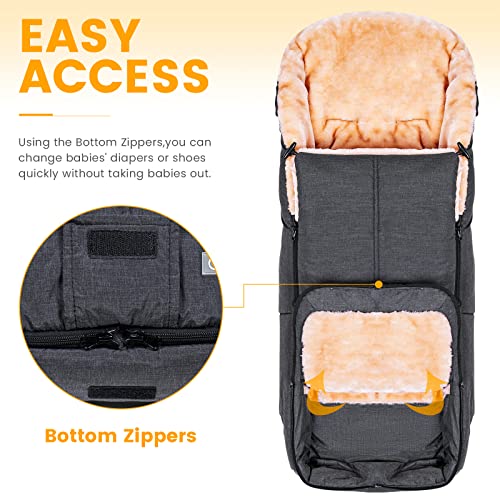 Orzbow Stroller Footmuff, Universal Baby Bunting Bag, Weather-Proof Blanket - color: Dark Grey