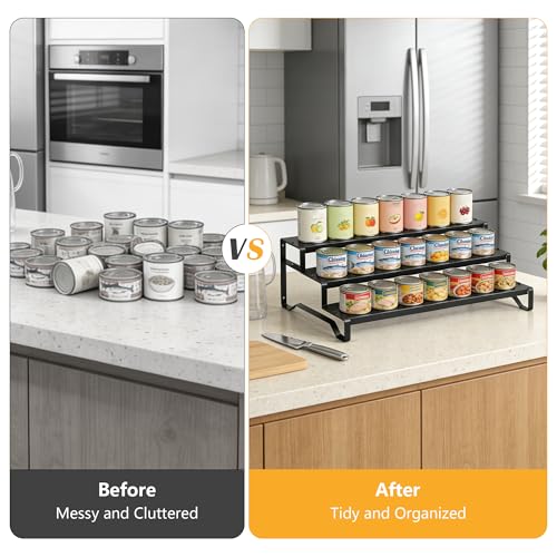 Expandable Can Organizer for Pantry, 3 Tier Metal Canned Food Storage 2Pack - size: 3tier*2pack
