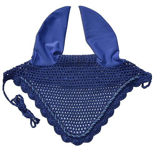 Elegant Horse Ear Bonnet, Fly Veil & Fly Mask – Superior Fly Protection with Style and Comfort for Every Ride (Royal Blue, Horse/Full)