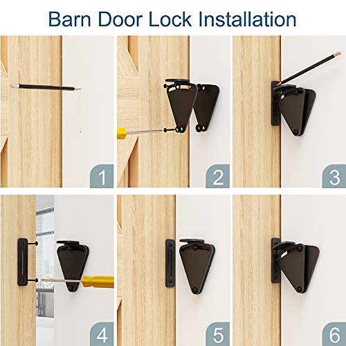 WINSOON Barn Door Lock Hardware Black Steel - color: Black
