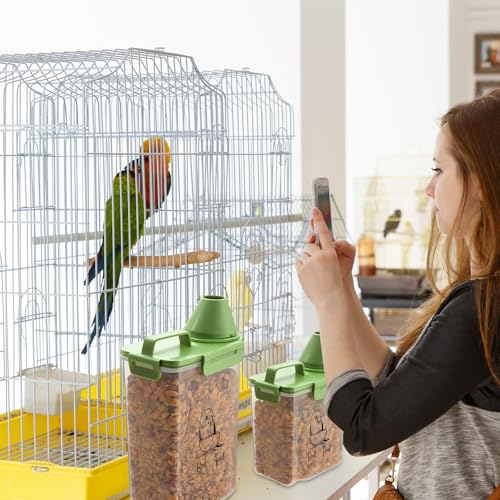 Ripeng 2 Pcs Bird Seed Storage Container, Food Container with Measuring Cup - size: 1.5 L,1.5 L