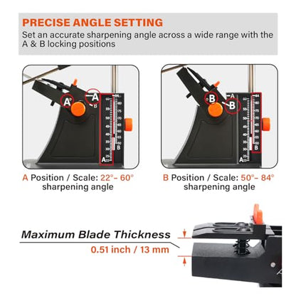 SHARPAL 201H Scissor Sharpener – Adjustable 22°-84° Angle | 325/600 Grit Diamond Plates for Kitchen, Hair Cutting, Sewing Scissors, Lawn Mower Blades, Pruners, Hedge Shears
