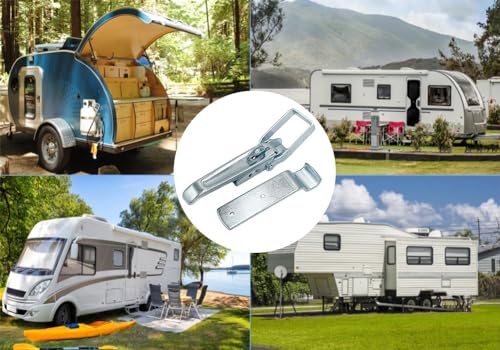 Trailer Gate Latch Handle Parts, 2 Pcs Utility RV Trailer Lift Gate Latches - for RV Camper Caravan Replacement Accessories - color: Silver-2