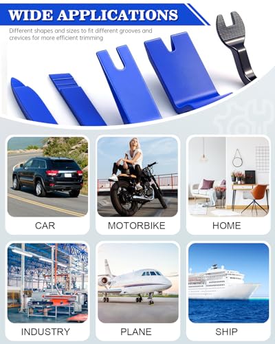 Poraxy 19Pcs Trim Removal Tool, Car Panel Dashboard Door Audio Trim Removal Tool Kit, Auto Clip Pliers Fastener Remover Set, Plastic Pry Tool, Automotive Upholstery Removal Kit - color: Blue