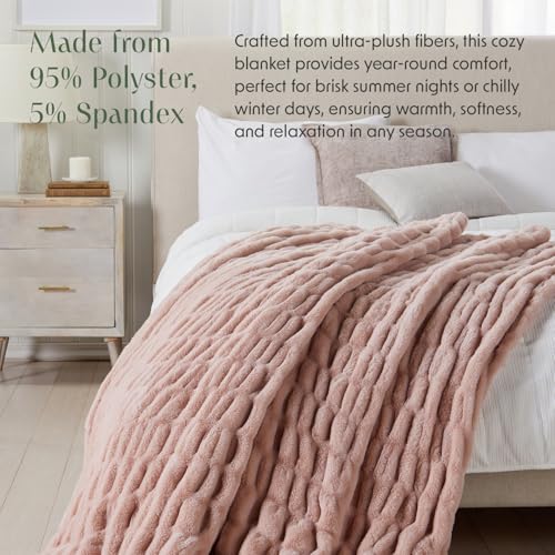 Springtree Home Luxury Micro Plush Throw Blanket | Thick Faux Fur | Pink | Lily Collection | 60" x 70" | Pink Blanket | Ultra Plush - color: Pale Pink, size: 60" x 70" (Large)