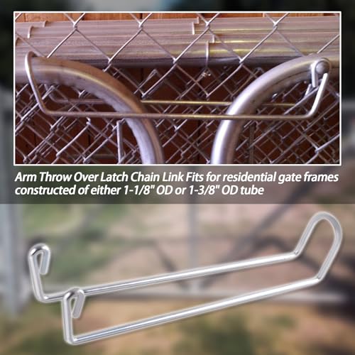 Over Throw Wire Arm Top Gate Latch Chain Link,13.5" Long | Over Wire Arm Throw Over Latch Fits for Double Drive Chain Link Gates With 1-1/8" Or 1-3/8" OD Round Tube Residential Frames