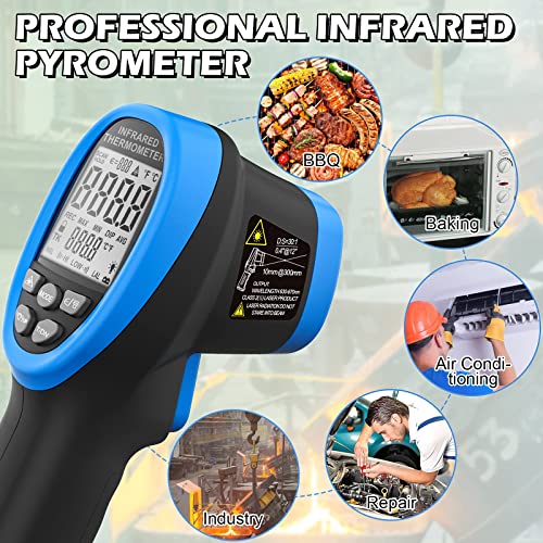 BTMETER BT-1500 High Temp Infrared Thermometer Gun, -58°F to 2732°F Range - color: Infrared Thermometer BT-1500 Blue