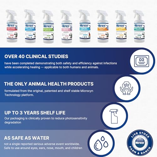 Microcyn Livestock Hoof Care Spray – 16 oz HOCl-Based Hoof Cleanser – Supports Healthy Hoof Condition & Moisture Balance – For Horses, Ponies, Donkeys & Farm Animals.