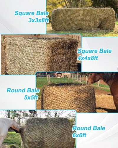 5x5Ft Round Bale Hay Net, Knotless Slow Feeder Hay Net for Horses - size: 5x5Ft