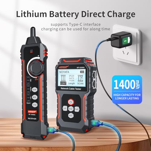 NOYAFA NF‑8209S Network Cable Tester – Upgrade Ethernet Cable Tester with PoE Detection, NCV Voltage Test, Cable Length Measurement, Port Flashing & Anti-Interference Scan Modes